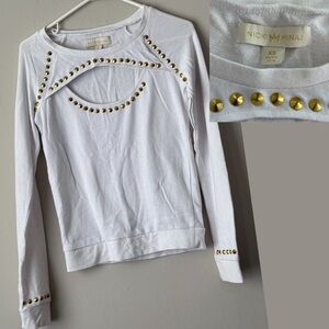 Nicki Minaj White Top/ Sweatshirt with Gold Stud Details and a Cut Out Size XS